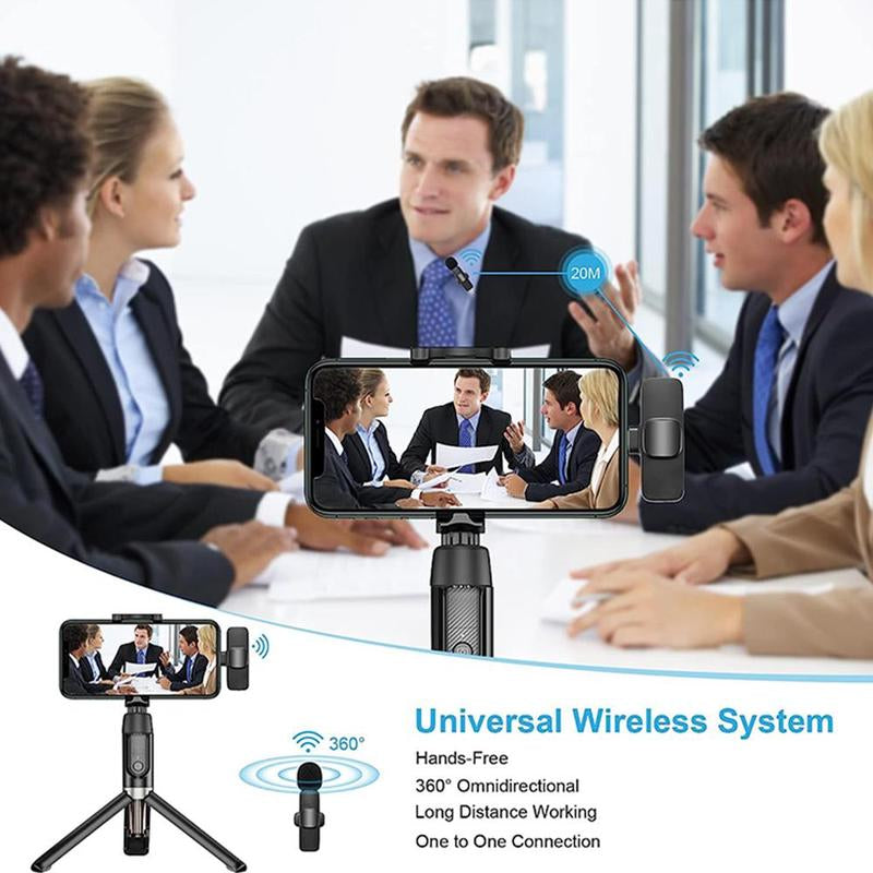 Wireless Lapel Lavalier Clip-On Microphone Mini Recording Mic for Iphone, Wireless Microphone Audio Video Recording Mic for Android/Iphone