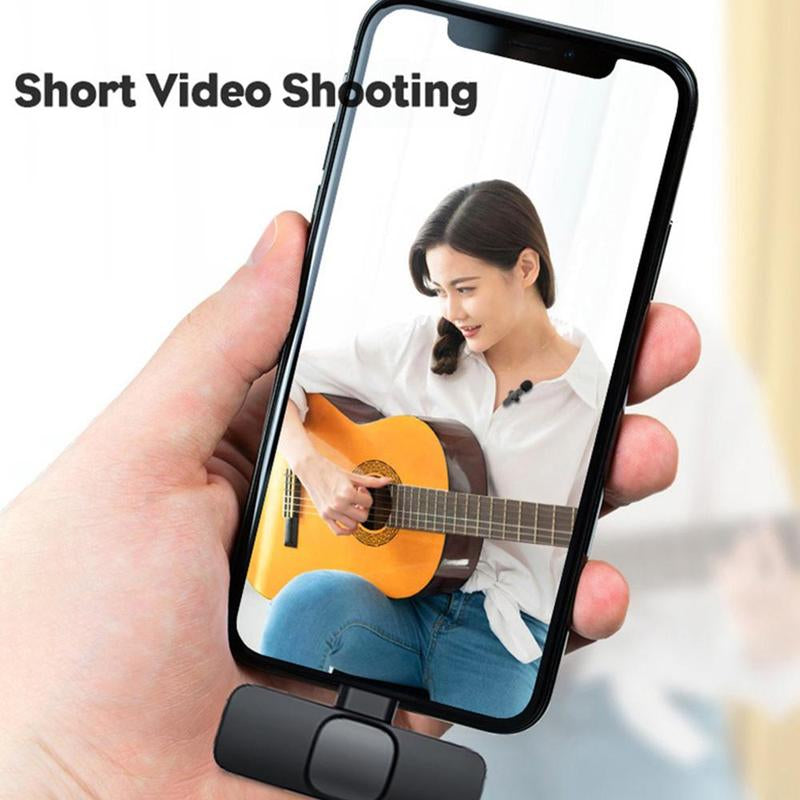 Wireless Lapel Lavalier Clip-On Microphone Mini Recording Mic for Iphone, Wireless Microphone Audio Video Recording Mic for Android/Iphone
