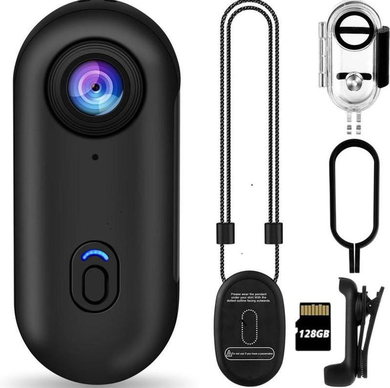EVOMI 128GB FHD 1080P Mini Body Camera, Wearableaction Body Cam, Magnetic Thumb Size Handsfree Recording Body Worn Camera,Premiumportable Camcorder Mount Anywhere for Worktravel, Pet Walking (Black)