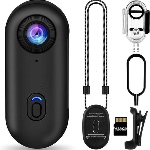 EVOMI 128GB FHD 1080P Mini Body Camera, Wearableaction Body Cam, Magnetic Thumb Size Handsfree Recording Body Worn Camera,Premiumportable Camcorder Mount Anywhere for Worktravel, Pet Walking (Black)