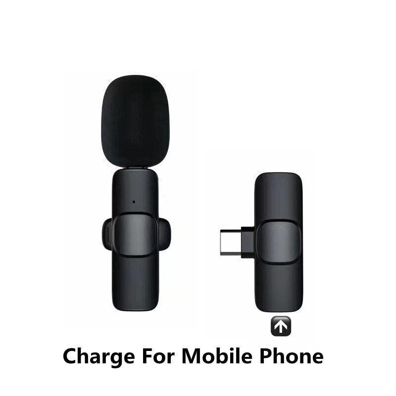 Wireless Lapel Lavalier Clip-On Microphone Mini Recording Mic for Iphone, Wireless Microphone Audio Video Recording Mic for Android/Iphone