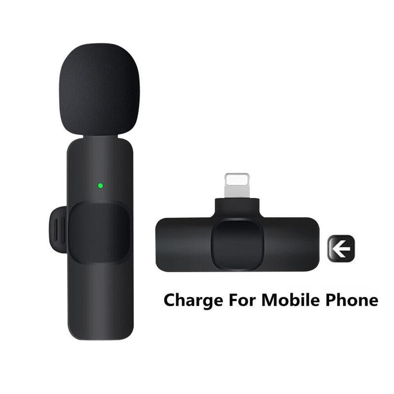 Wireless Lapel Lavalier Clip-On Microphone Mini Recording Mic for Iphone, Wireless Microphone Audio Video Recording Mic for Android/Iphone