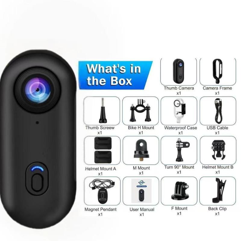 EVOMI 128GB FHD 1080P Mini Body Camera, Wearableaction Body Cam, Magnetic Thumb Size Handsfree Recording Body Worn Camera,Premiumportable Camcorder Mount Anywhere for Worktravel, Pet Walking (Black)
