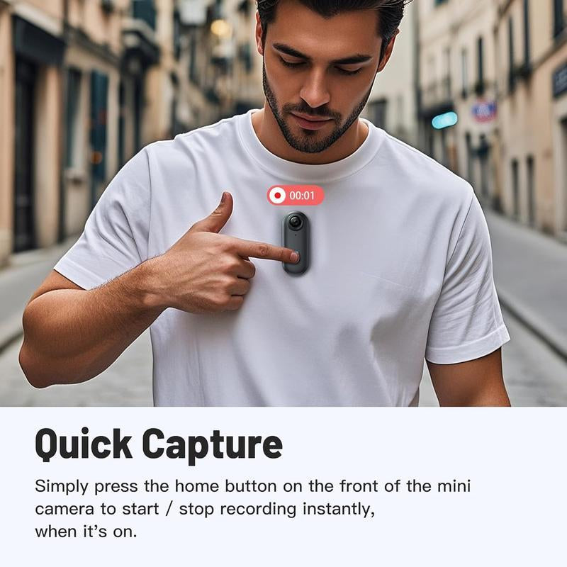 EVOMI 128GB FHD 1080P Mini Body Camera, Wearableaction Body Cam, Magnetic Thumb Size Handsfree Recording Body Worn Camera,Premiumportable Camcorder Mount Anywhere for Worktravel, Pet Walking (Black)